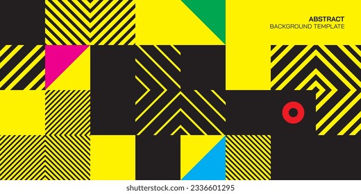 Abstract high contrast colors geometric mosaic pattern decorative ornament background vector illustration.