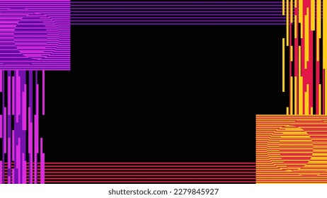 ABstract High Contrast Flashy Neon Color Modern Experimental Artwork Frame Illustration, Black Background