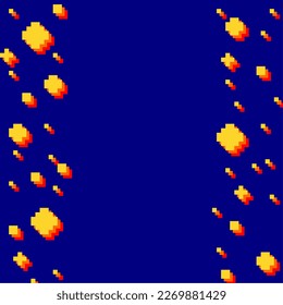 Abstract High Contrast Pixel Dot Frame, Blue Background