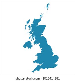 Abstract - High Detailed blue Map of United Kingdom isolated on white background. for your web site design map logo, app, ui, Travel. Vector illustration Eps 10.