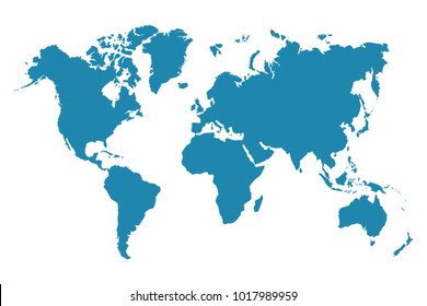 Abstract - High Detailed blue Map of World isolated on white background. for your web site design map logo, app, ui, Travel. Vector illustration Eps 10.
