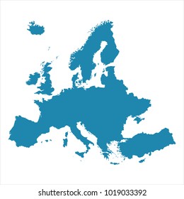 Abstract - High Detailed Blue Map of Europe isolated on white background. for your web site design map logo, app, ui, Travel.Vector illustration eps10.