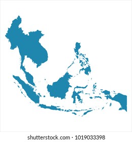 Abstract - High Detailed blue Map of Southeast Asia isolated on white background. for your web site design map logo, app, ui, Travel vector illustration eps10. - Shutterstock ID 1019033398