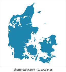 Abstract - High Detailed blue Map of Denmark isolated on white background. for your web site design map logo, app, ui, Travel vector illustration eps10.