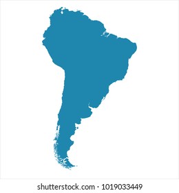 Abstract - High Detailed blue Map of South America isolated on white background. for your web site design map logo, app, ui, Travel vector illustration eps10.