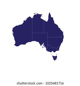 Abstract - High Detailed blue Map of Australia isolated on white background. for your web site design map logo, app, ui, Travel vector illustration eps10.