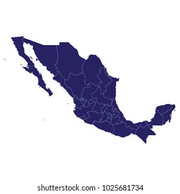 Abstract - High Detailed blue Map of Mexico isolated on white background. for your web site design map logo, app, ui, Travel vector illustration eps10.