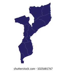 Abstract - High Detailed blue Map of Mozambique isolated on white background. for your web site design map logo, app, ui, Travel vector illustration eps10.