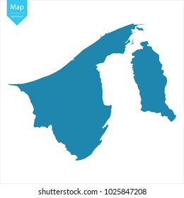 Abstract - High Detailed blue Map of Brunei isolated on white background. for your web site design map logo, app, ui, Travel vector illustration eps10.