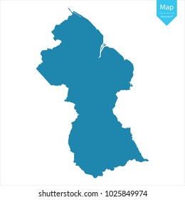 Abstract - High Detailed blue Map of Guyana isolated on white background. for your web site design map logo, app, ui, Travel vector illustration eps10.