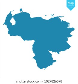 Abstract - High Detailed blue Map of Venezuela isolated on white background. for your web site design map logo, app, ui, Travel vector illustration eps10.
