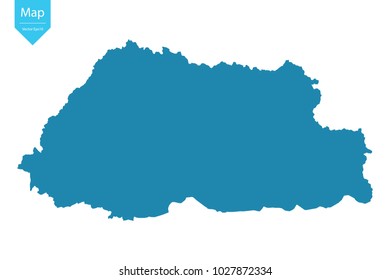 Abstract - High Detailed blue Map of Bhutan isolated on white background. for your web site design map logo, app, ui, Travel vector illustration eps10.