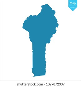 Abstract - High Detailed blue Map of Benin isolated on white background. for your web site design map logo, app, ui, Travel vector illustration eps10.
