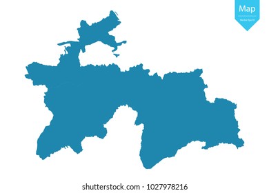 Abstract - High Detailed blue Map of Tajikistan isolated on white background. for your web site design map logo, app, ui, Travel vector illustration eps10.