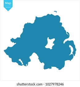 Abstract - High Detailed blue Map of Northern Ireland isolated on white background. for your web site design map logo, app, ui, Travel vector illustration eps10.