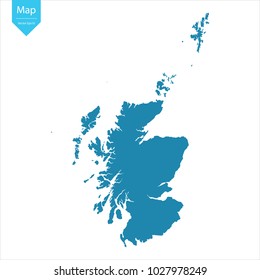 Abstract - High Detailed blue Map of Scotland isolated on white background. for your web site design map logo, app, ui, Travel vector illustration eps10.