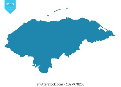 Abstract - High Detailed blue Map of Honduras isolated on white background. for your web site design map logo, app, ui, Travel vector illustration eps10.