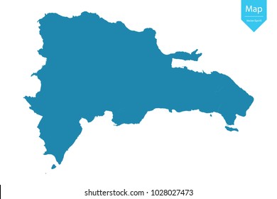 Abstract - High Detailed blue Map of Dominican Republic isolated on white background. for your web site design map logo, app, ui, Travel vector illustration eps10.