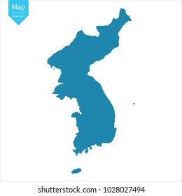 Abstract - High Detailed blue Map of Korea isolated on white background. for your web site design map logo, app, ui, Travel vector illustration eps10.