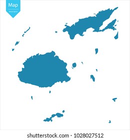 Abstract - High Detailed blue Map of Fiji isolated on white background. for your web site design map logo, app, ui, Travel vector illustration eps10.