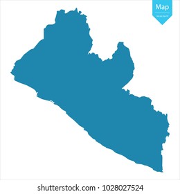 Abstract - High Detailed blue Map of Liberia isolated on white background. for your web site design map logo, app, ui, Travel vector illustration eps10.