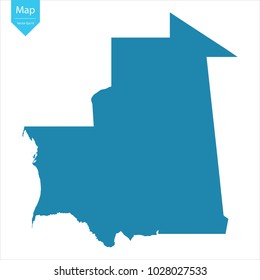 Abstract - High Detailed blue Map of Mauritania isolated on white background. for your web site design map logo, app, ui, Travel vector illustration eps10.