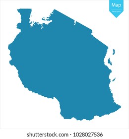 Abstract - High Detailed blue Map of Tanzania isolated on white background. for your web site design map logo, app, ui, Travel vector illustration eps10.
