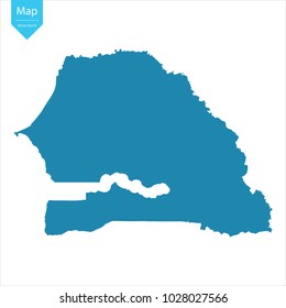 Abstract - High Detailed blue Map of Senegal isolated on white background. for your web site design map logo, app, ui, Travel vector illustration eps10.