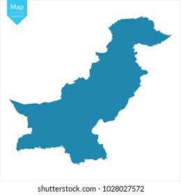 Abstract - High Detailed blue Map of Pakistan isolated on white background. for your web site design map logo, app, ui, Travel vector illustration eps10.