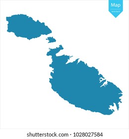 Abstract - High Detailed blue Map of Malta isolated on white background. for your web site design map logo, app, ui, Travel vector illustration eps10.