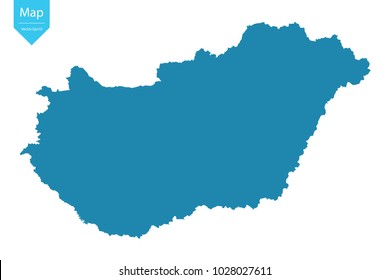 Abstract - High Detailed blue Map of Hungary isolated on white background. for your web site design map logo, app, ui, Travel vector illustration eps10.