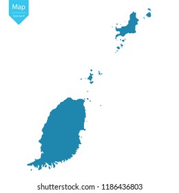 Abstract - High Detailed blue Map of Grenada isolated on white background. for your web site design map logo, app, ui, Travel vector illustration eps10. 