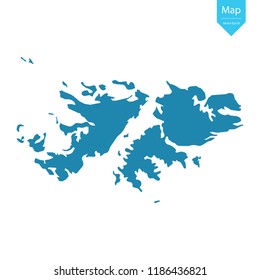 Abstract - High Detailed blue Map of Falkland Islands isolated on white background. for your web site design map logo, app, ui, Travel vector illustration eps10. 