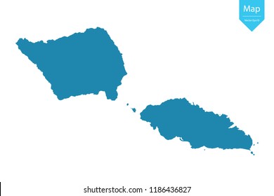 Abstract - High Detailed blue Map of Samoa isolated on white background. for your web site design map logo, app, ui, Travel vector illustration eps10. 