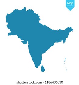 Abstract - High Detailed blue Map of South Asia isolated on white background. for your web site design map logo, app, ui, Travel vector illustration eps10. 