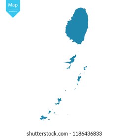 Abstract - High Detailed blue Map of Saint Vincent and the Grenadines isolated on white background. for your web site design map logo, app, ui, Travel vector illustration eps10. 