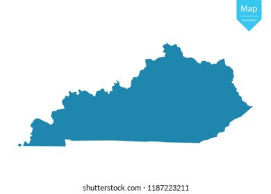 Abstract - High Detailed blue Map of Kentucky isolated on white background. for your web site design map logo, app, ui, Travel vector illustration eps10. 
