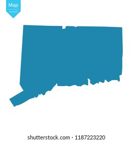 Abstract - High Detailed blue Map of Connecticut isolated on white background. for your web site design map logo, app, ui, Travel vector illustration eps10. 