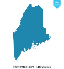 Abstract - High Detailed blue Map of Maine isolated on white background. for your web site design map logo, app, ui, Travel vector illustration eps10. 