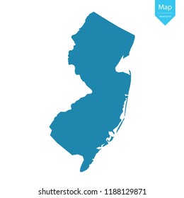 Abstract - High Detailed blue Map of New Jersey isolated on white background. for your web site design map logo, app, ui, Travel vector illustration eps10. 