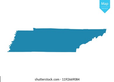 Abstract - High Detailed blue Map of Tennessee isolated on white background. for your web site design map logo, app, ui, Travel vector illustration eps10.