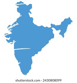 Mapa azul de India aislado en el fondo blanco. para su logotipo del mapa del diseño del sitio web, aplicación, ui, ilustración vectorial de viaje eps10.