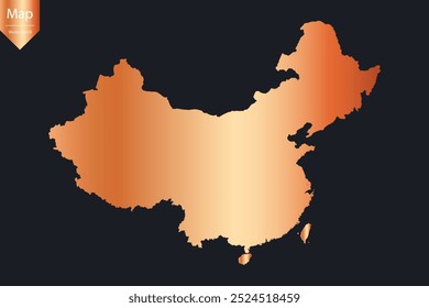 Resumo - Mapa de cobre detalhado da China. Ilustração vetorial eps10.	
