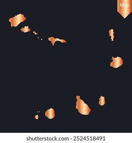 Abstract - High Detailed Copper Map of Cape Verde. Vector illustration eps10.	
