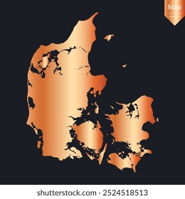 Abstract - High Detailed Copper Map of Denmark. Vector illustration eps10.	
