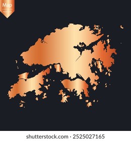 Abstract - High Detailed Copper Map of Hong Kong. Vector illustration eps10.	
