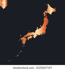 Abstractas - Mapa de cobre detallado de Japón. Ilustración vectorial eps10.	
