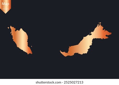 Abstract - High Detailed Copper Map of Malaysia. Vector illustration eps10.	
