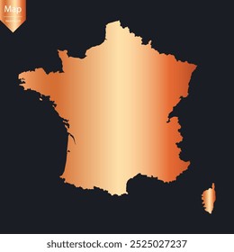Abstract - High Detailed Copper Map of France. Vector illustration eps10.	
