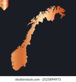 Abstract - High Detailed Copper Map of Norway. Vector illustration eps10.	
